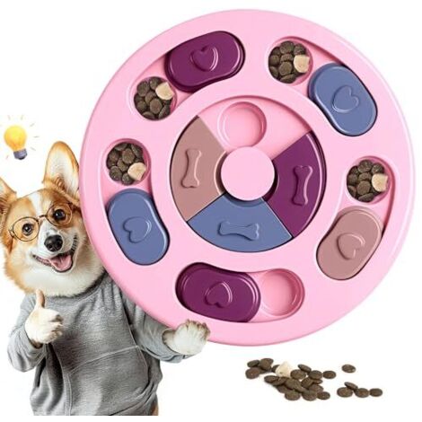Jouets Puzzle pour Chiens, Jouets interactifs pour stimuler Le QI et soulager l'anxiété des Chiots, Jouets d'enrichissement prolongeant Le Repas, lavables et résistants pour Chiots et Chats, Rose (1/5)