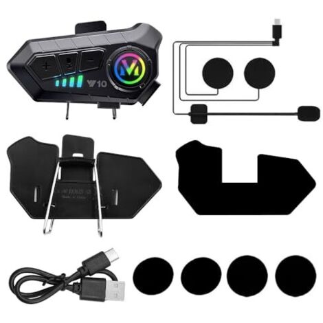 Casque d'interphone pour Moto Casque Bluetooth Assistant Vocal Support Double Suppression du Bruit Appels Haute définition Écoute de Musique et Navigation en même Temps