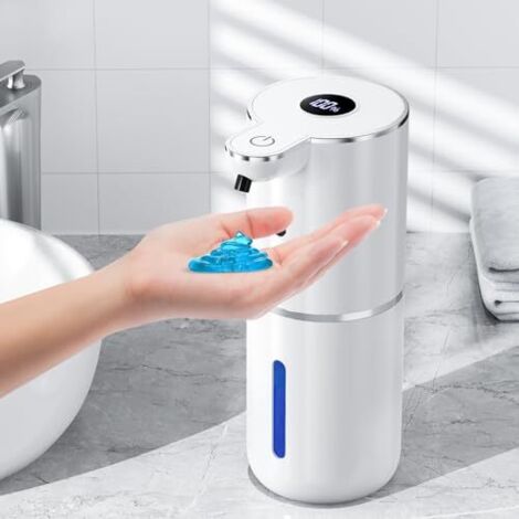 Distributeur automatique de savon liquide avec affichage numérique, sans contact, 380 ml, montage mural avec capteur, rechargeable par USB, pour salle de bain et cuisine, blanc