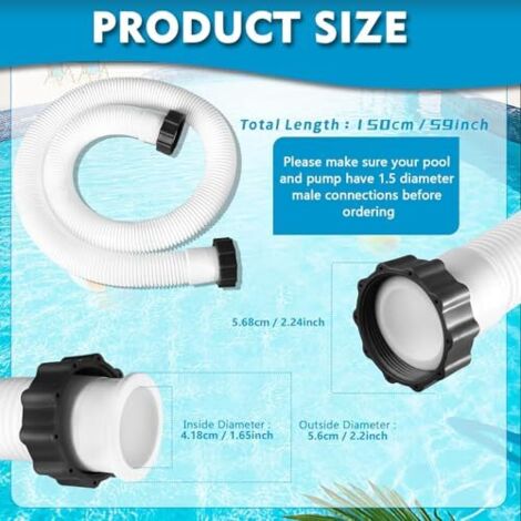 Tuyau D'aspirateur Pool King De 50 Pieds Avec Ouverture De 1,5 Pouce Pour Piscine Creusée | Club Piscine Super Fitness