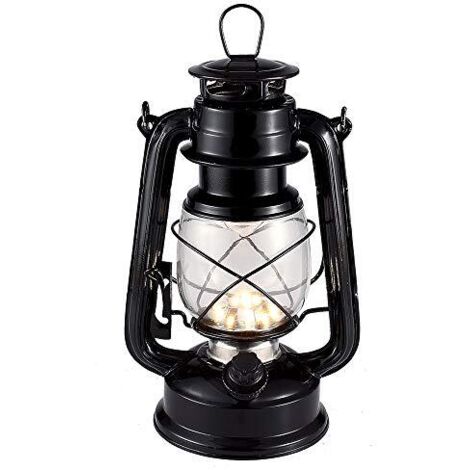 Lanterne tempête à LED à piles avec variateur d'intensité Blanc chaud 150 lm Pour intérieur ou extérieur, noir