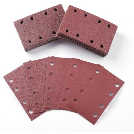 [JAMAIS UTILISÉ] 50 Pièces Papier a Poncer, 80x133mm Feuilles Abrasives 40/60/80/120/240 Grains Abrasives Papier pour Ponceuse Vibrante Polir et Enlever La Rouille