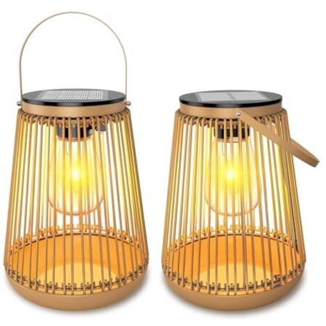 [JAMAIS UTILISÉ] Lampe Solaire Extérieure, 2 Pièces Lanterne Solaire Extérieure Décoration Jardin Avec Ampoules LED Blanc Chaud, Lanterne Extérieure Solaire Pour Allées, Terrasses, Balcons, Patios et 