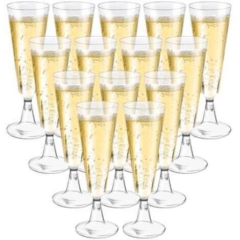 [JAMAIS UTILISÉ] 50 Pièces Flûtes à Champagne Transparent, Verres à Champagne en Plastique Élégantes Reutilisables, 160ml Gobelet Verre à Bière Vin Cocktail pour Fêtes, Mariages, Noël