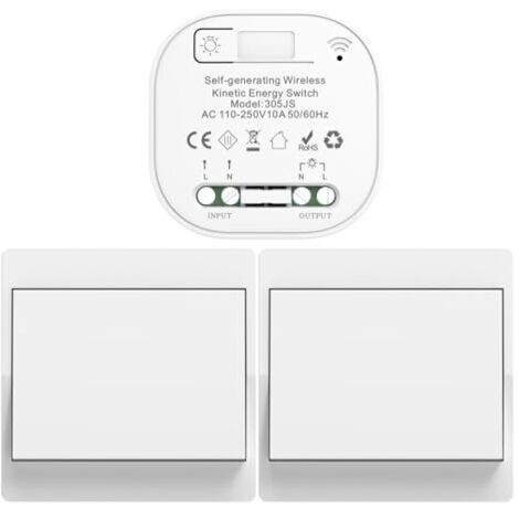 [JAMAIS UTILISÉ] EU interrupteur sans fil sans piles kit interrupteur sans fil autoalimente va et vient sans fil sans pile radio interrupteur a distance eclairage domestique wireless switch (EU 1Gang 