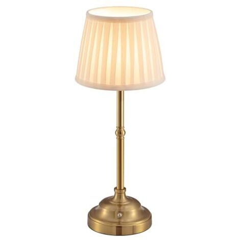 [JAMAIS UTILISÉ] Lampe de table LED sans fil à intensité variable - Lampe de chevet rétro - Batterie - 4000 mAh - Convient pour l'intérieur, l'extérieur, le bar, le salon (abat-jour doré + beige)