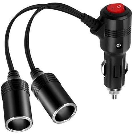 Double Prise Allume-Cigare avec Interrupteur,Distributeur Allume-Cigare,Adaptateur 12V/24V Prise Allume-Cigare,pour Voiture,Moto Double Prise Allume-Cigare avec Interrupteur,Distributeur Allume-Cigare,Adaptateur 12V/24V Prise Allume-Cigare,pour Voiture,Moto