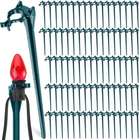 [JAMAIS UTILISÉ] Piquets pour guirlandes lumineuses de Noël 7,5 pouces, universels, pour jardin, extérieur, pour guirlandes lumineuses de Noël, allées et allées (50, vert)