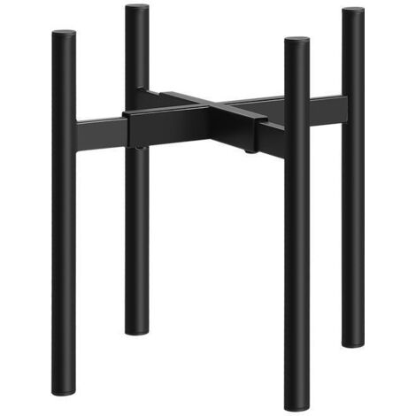 [JAMAIS UTILISÉ] Support de pot de fleurs en métal réglable pour intérieur et extérieur, robuste, avec plateaux pour pots de différentes tailles (1 paquet, noir) (1/4)