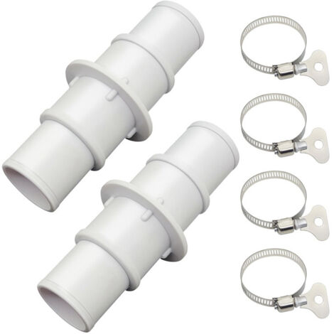 [JAMAIS UTILISÉ] Adaptateur de tuyau de piscine, ensemble de connecteurs de tuyau de natation, conception filetée anti-fuite, lot de 2 avec 4 colliers de serrage, idéal pour le nettoyage des piscines  (1/4)