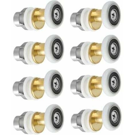 [JAMAIS UTILISÉ] Roulettes de porte de douche, roulettes de porte coulissante, poulies de porte de douche, roues de remplacement pour roulettes de 27 mm de diamètre, 8 pièces (1/4)