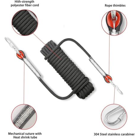 Corde Escalade 20 M – 8 Mm En Polypropylène Tressé, Charge 500 Kg, Pour Survie, Camping Et Sauvetage Loisir