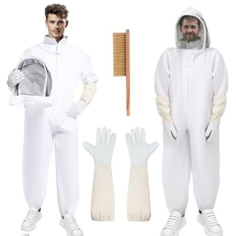 [JAMAIS UTILISÉ] Combinaison d'apiculture, combinaison de protection intégrale, vêtement de protection avec voile, capuche, gants, tenue de protection pour le jardin et fournitures d'apiculture (XXL)