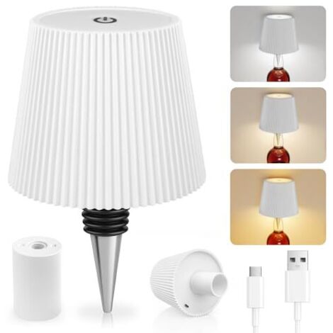 [JAMAIS UTILISÉ] Lampe bouteille sans fil, 3 modes de température de couleur réglables, commande tactile, protection IP54, chargement USB sans fil, lampe de table pour restaurants, chambres et jardins