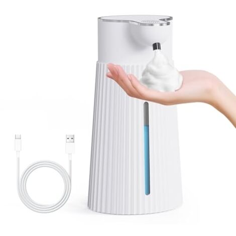 Distributeur de Savon électrique 400 ML avec capteur, Distributeur de Savon Mousse Automatique Mural, 2 Niveaux, Blanc, USB, étanche IPX6