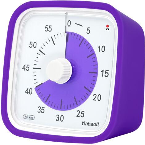 Minuterie visuelle avec veilleuse, compte à rebours de 60 minutes pour enfants et adultes, minuterie silencieuse pour salle de classe, outil de gestion du temps pour la maison, l'école ou le travail (