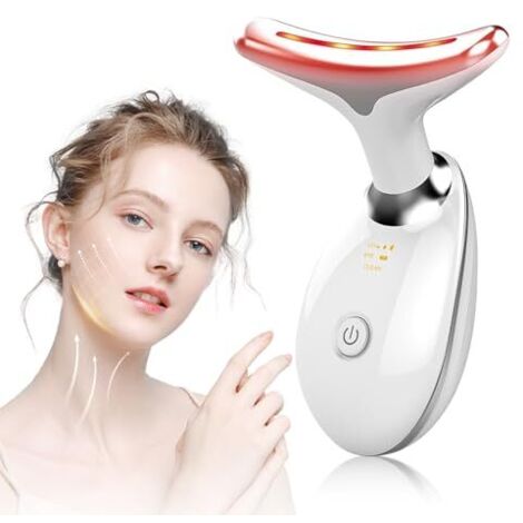 Appareil Anti Rides Visage, 3 Modes EMS Appareil de Gua Sha Visage, Appareil de Massage Visage 7 Couleurs, Chauffable 45°C Guasha Pour Visage Instrument, Double Menton Raffermissant et Liftant, rose