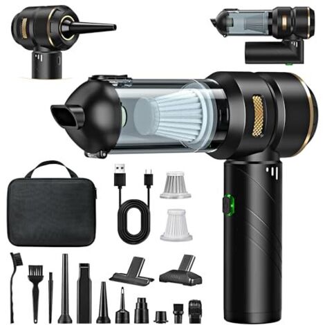 [JAMAIS UTILISÉ] Aspirateur à Main sans Fil 4 en 1, Puissant, 25000 PA, 3 Vitesses 220 000 TR/Min, pour Voiture, Cuisine, PC, canapé, Bureau, Maison et Nettoyage des Poils d'animaux (Jaune doré) (1/5)