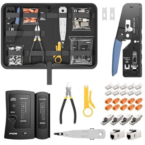 Kit Pince à Sertir Réseau RJ45 MAYLINE-TECH Rouge - Outils Pour Câbles Ethernet