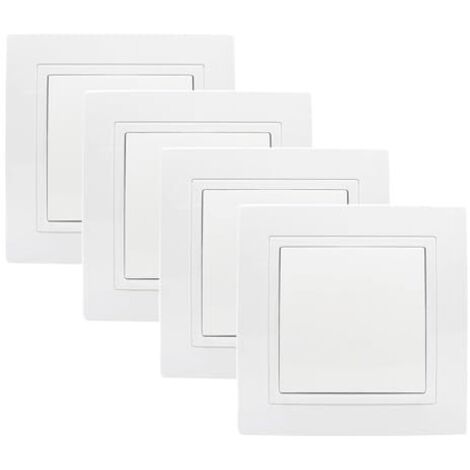 Lot de 4 interrupteurs marche/arrêt encastrés, blancs, à bouton-poussoir, tout-en-un, 250 V 10 A, bornier encastré, standard universel