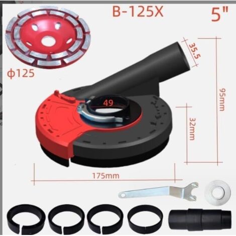 PRODIAMANT Kit Capot Aspiration Meuleuse D'Angle Avec Brosses Et Meule Diamantée 125mm