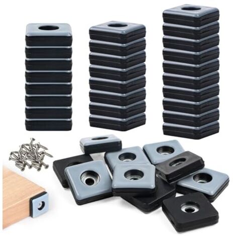 [JAMAIS UTILISÉ] Patins en téflon à visser, lot de 36. Patins en téflon pour meubles, à visser, 25 x 25 mm (carrés), avec vis en acier inoxydable. Kit de patins pour meubles, sols, fauteuils, pieds de