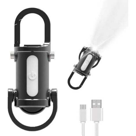 [JAMAIS UTILISÉ] Mini lampe torche, porte-clés LED, mini lampe torche LED rechargeable, porte-clés rechargeable USB, 7 modes d'éclairage, avec batterie externe, idéale pour la randonnée et l'éclairage