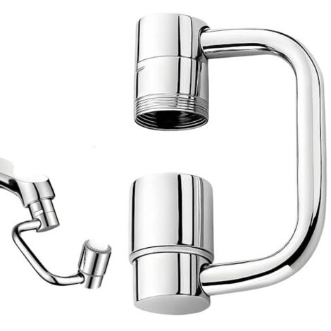Rallonge de robinet, nouveau robinet d'extension multifonctionnel rotatif à 1080°, rallonge de robinet pivotante pour salle de bain et cuisine (argent, 1 pièce)