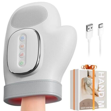 Appareil de massage intelligent pour les mains avec compression thermique pour soulager les douleurs liées à l'arthrite et au syndrome du canal carpien, masseur électrique Shiatsu pour poignets/doigts