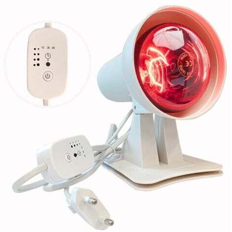 Lampe infrarouge, lampe à lumière rouge, lampe chauffante, 150 watts avec minuterie et température réglable, angle ajustable pour détendre les muscles fatigués