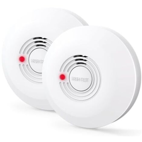Détecteur de fumée avec autonomie de 10 ans, alarme incendie pour usage domestique, indicateur LED, grand bouton test/silence