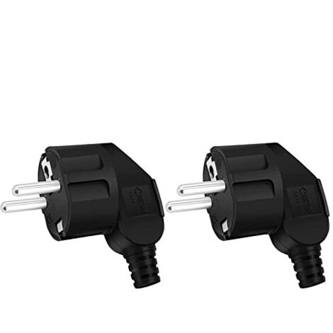 Fiche de protection, kit de raccordement en 2 pièces, fiche en caoutchouc, fiche européenne détachable, plastique, 250 V (16 A), pour câbles de 8 à 10 mm², IP20, pour usage intérieur, noir et blanc