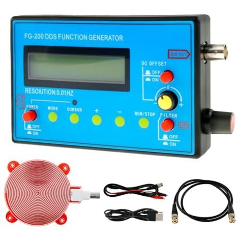 [JAMAIS UTILISÉ] Générateur de fonctions FG-200 DDS 1-500 kHz USB Ultra Précision Stabilité 140 x 80 x 26 mm Générateur de fréquence avec générateur d'ondes de Schumann Générateur de signaux de foncti
