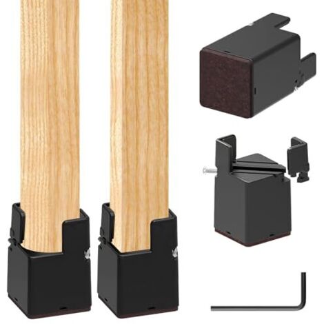 4 rehausseurs de meubles de 5 cm, rehausseurs de lit réglables avec pince à vis, rehausseurs de chaise robustes, rehausseurs de meubles pour pieds de chaise carrés et ronds de 22 à 42 mm de large (5 c