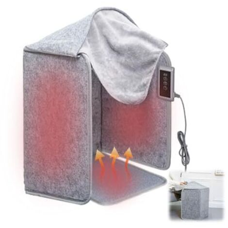 Panneau chauffant infrarouge, infrarouge pliable, chauffage de bureau infrarouge avec tapis de protection pour les pieds, 5 niveaux de chauffage et 6 fonctions de minuterie, 50 x 100 cm pour la maison