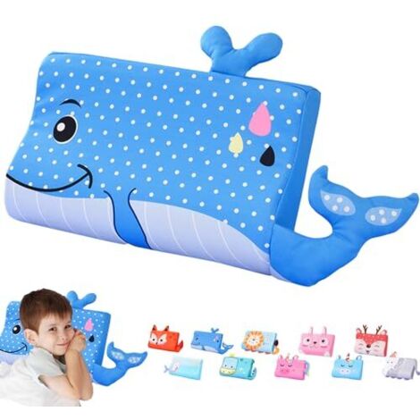 Oreiller pour enfant de 3 à 6 ans avec taie d'oreiller, oreiller bébé, motif animaux kawaii, ergonomique, respirant et doux pour la peau, lavable dès 3 ans.