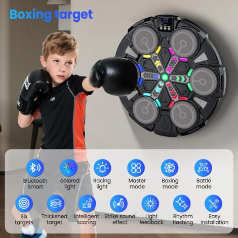 Machine De Boxe Musicale Avec LED – Rechargeable USB-C – Pour Adultes Et Enfants – Entraînement Sportif Et Jeu Familial