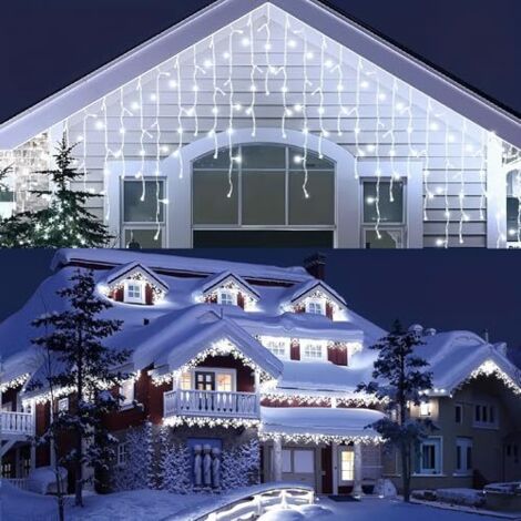 Guirlande lumineuse de Noël extérieure Rintea 10 m, 400 LED, étanche IP44, avec minuterie et 8 modes d'éclairage, idéale pour décorer l'extérieur, les gouttières, les toits, les jardins et les décorat