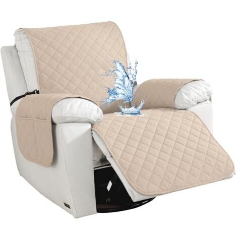 [JAMAIS UTILISÉ] Housse imperméable pour fauteuil 1 place, antidérapante et anti-rayures, avec poches, accoudoirs, anti-taches, convient aux enfants et aux animaux domestiques (chiens), beige