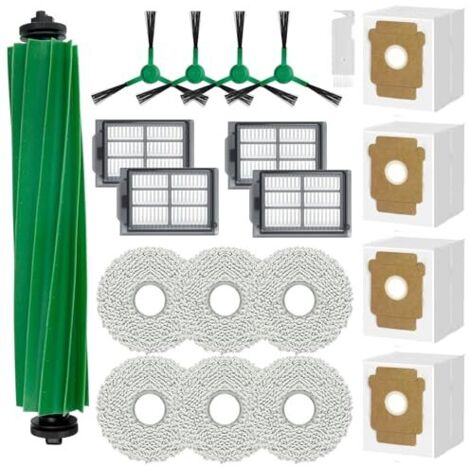 [JAMAIS UTILISÉ] Accessoires pour iRobot Roomba Plus 505 Combo/Plus 405 Combo, kit de pièces détachées comprenant : 1 brosse principale, 4 sacs à poussière, 6 chiffons, 4 filtres HEPA, 4 brosses latér