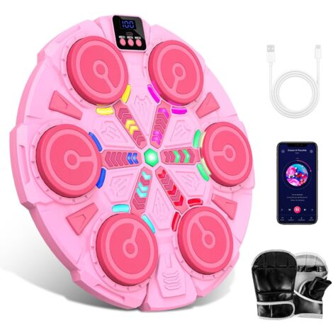 Machine De Boxe Musicale Murale - Équipement Jeu Interactif Enfants/adultes - Entraînement Et Défouloir - Avec Gants Et Bandeau Inclus