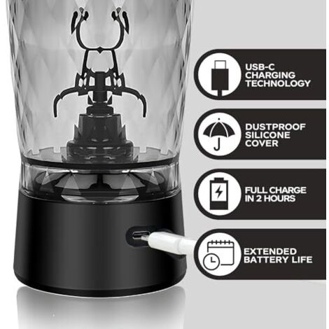 Blender Portable Personnel - Mélangeur électrique Avec Lames Inox - Capacité 200ml + 350ml - Parfait Pour Shakes, Smoothies Et Poudres