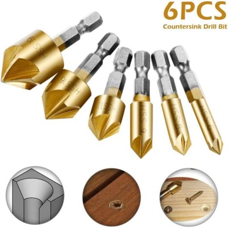 Sourcing Map Lot De 6 Forets Hélicoïdaux 10mm Tige Hexagonale Revêtement Titane - Pour Bois, Plastique, Métal
