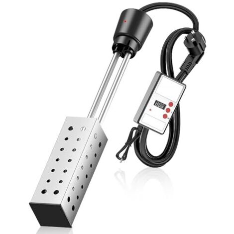 Chauffe-eau portable 2500 W pour piscines hors sol, avec thermomètre LCD numérique, chauffage rapide et thermostat, conforme aux normes européennes. Idéal pour la maison, le camping et les piscines.