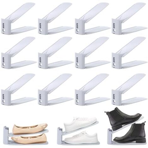 Organisateur de chaussures 8 pièces, 3 niveaux ajustable, pour placard, antidérapant, gain de place, idéal pour ranger et présenter talons et baskets.