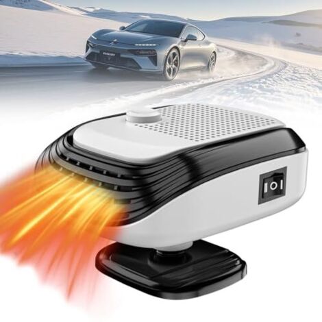 [JAMAIS UTILISÉ] Chauffage de voiture portable 12 V, se branche sur l'allume-cigare, dégivreur de pare-brise, fonctionnement silencieux (blanc)
