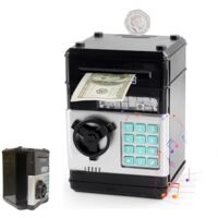 Tirelire électronique pour enfants - Tirelire musicale avec distributeur automatique de billets, coffre-fort à pièces avec verrouillage par code et distributeur automatique d'argent, cadeau d'annivers