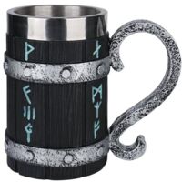 Chope à bière viking en bois, chope artisanale en bois avec doublure en acier inoxydable, chope vintage de 600 ml, tasse médiévale pour café/boissons/jus (pour homme).
