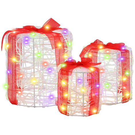 Décoration de boîte cadeau 3 pcs coloré 20 x 20 x 21 cm