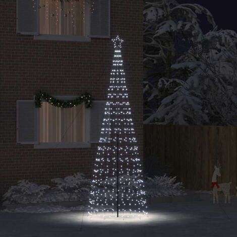Arbre de Noël LED avec piquets au sol Blanc froid 400 cm Fer (1/5)